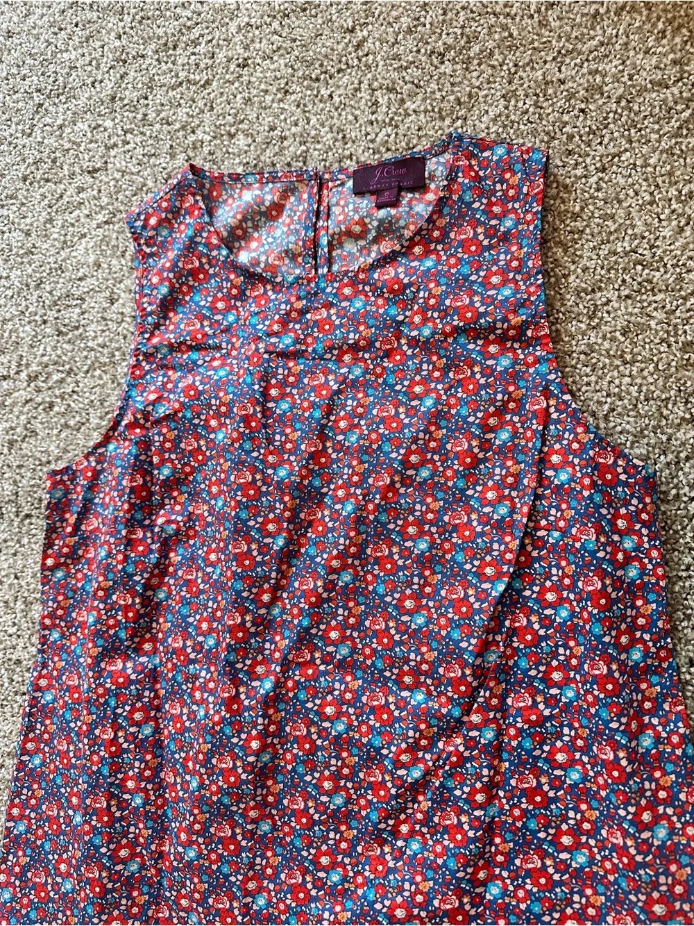 J. Crew Red Floral Sleeveless Top
